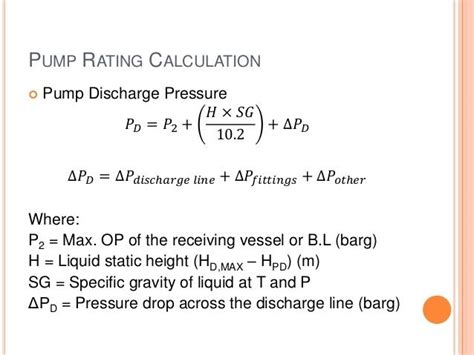 discharge pressure calculation of centrifugal pump|centrifugal pump discharge formula.